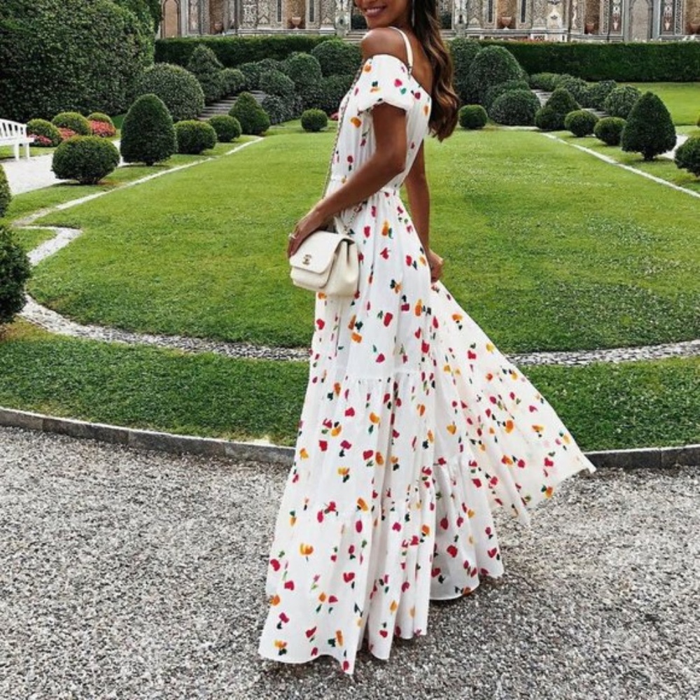 Boho chic Floral print off shoulder Maxi dress - Picture 3 of 3